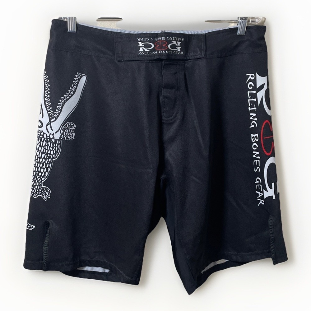 Rolling Bones Gear Black MMA Grappling Fight Shorts Men's Size Large